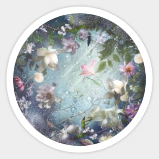 Flowers and Waters in Pale Pink and White Sticker